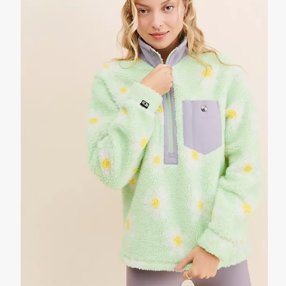 Airblaster Sherpa Halfzip in mint big daisy size Xs NWT